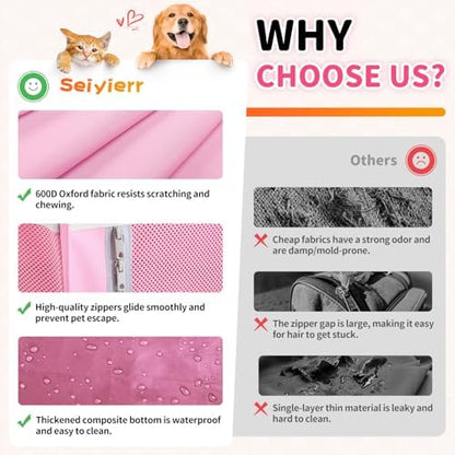 Seiyierr Dog Playpen, Portable Pet Play Pen Foldable Carrying Case, Puppy Pens Outsid for Small Cat Indoor/Outdoor, Removable Mesh Shade Cover - Image 4