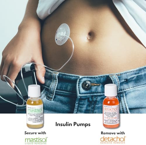 Detachol non-stinging orange liquid adhesive remover for bandages.