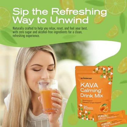 Back label of MuseBeam Kava Kava supplement showing ingredients and nutritional information.