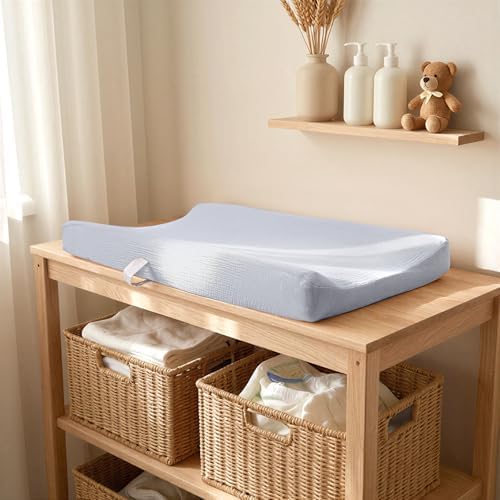 Lulumoon neutral color changing table covers pack on a standard mattress pad