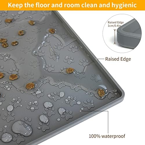 Ptlom pet mat placed under pet bowls for floor protection