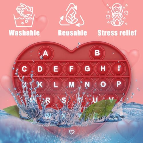 Premium silicone material detail of the red heart pop bubble stress reliever