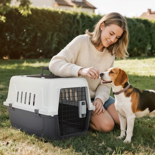 Magshion durable pet transport carrier foldable handle extended position