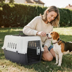 Magshion durable pet transport carrier foldable handle extended position