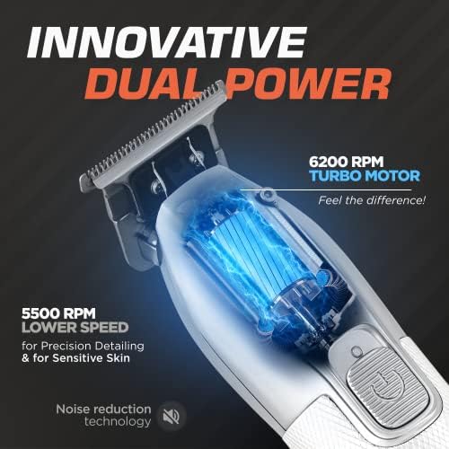 Fagaci cordless trimmer high carbon zero gap T-blade close up for professional detailing