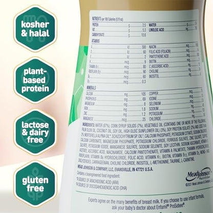 Enfamil ProSobee dairy free lactose free infant formula nutrition facts label closeup