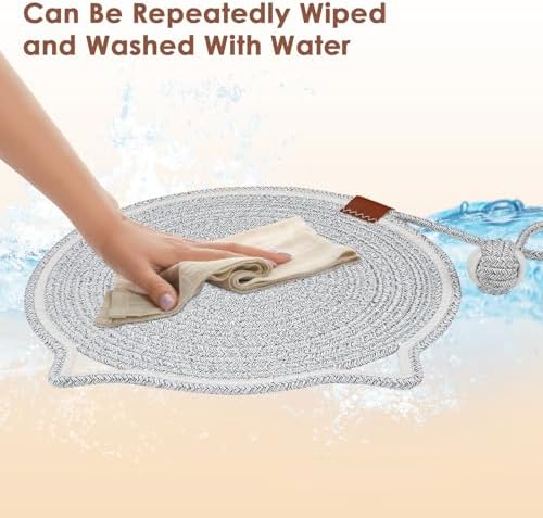 Round cat scratch pad fifteen point seven inch dimensions graphic overview.