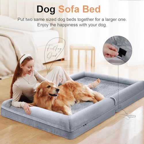 Large Dog Bed Orthopedic Washable: Beds Bolster XL Bed Large Big Dogs Memory Foam Couch Sofa Waterproof with Removable Cover - Image 4