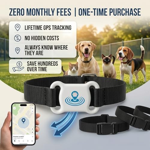 Close-up view of the premium white pet tracking device for dogs and cats.