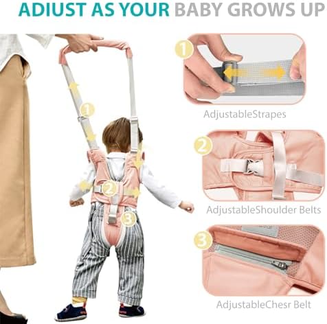 Baby using BethBear handheld assistant belt for walking practice