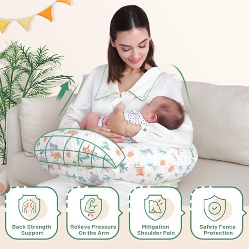 Side view of AMASKY nursing pillow illustrating widened arm support
