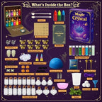 AMIZEY magic potion craft set showing twenty individual mini bottles with colorful glitter liquids.