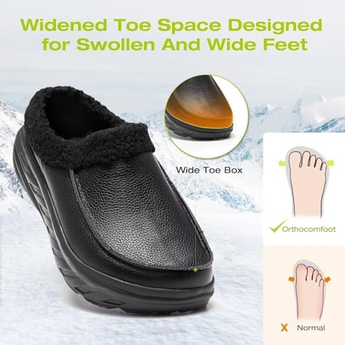 Side profile of OrthoComfoot diabetic dress shoes highlighting the thick rubber sole.