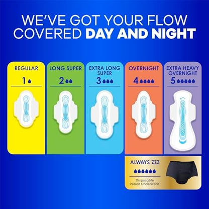 Side profile of Always Maxi 6 pack bundle showing USA imported packaging.