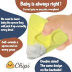 Chipi first stage baby led weaning silicone utensils pack of two in lifestyle setting