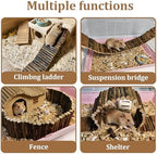 Natural wood texture detail of hamster suspension bridge