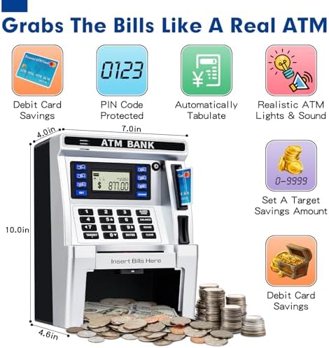 BAODLON kids digital savings bank with the security safe door open showing the interior storage.