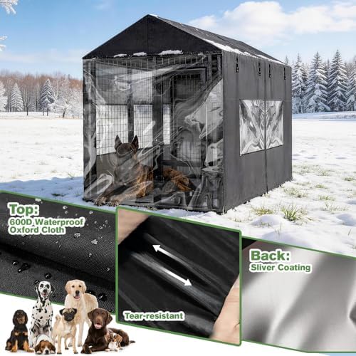Bhyhok pet cage protective cover with tie down straps setup