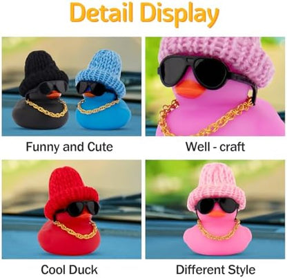 Wonuu novelty car dashboard decorations rubber duck with sunglasses and chain
