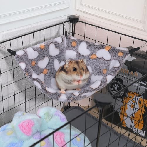 GOMICRAFT hanging bed installed inside a wire critter cage demonstrating the space saving corner mount.