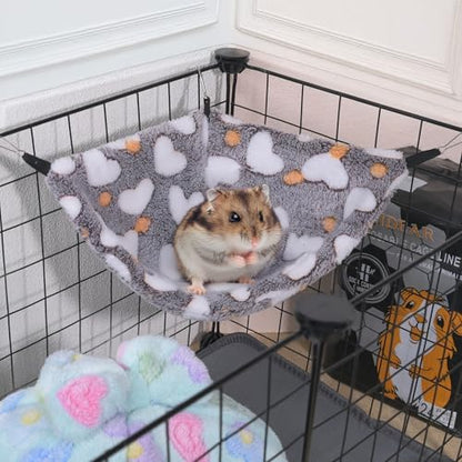 GOMICRAFT hanging bed installed inside a wire critter cage demonstrating the space saving corner mount.