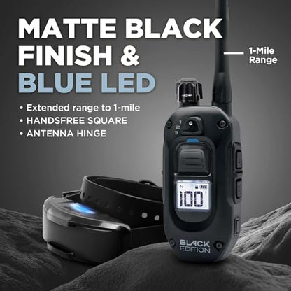 Dogtra 1900X remote training transmitter side view highlighting the boost and mode buttons