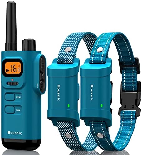 Two Bousnic waterproof dog collars in lake blue
