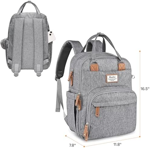 RUVALINO baby changing bag shown from the back featuring ergonomic padded shoulder straps