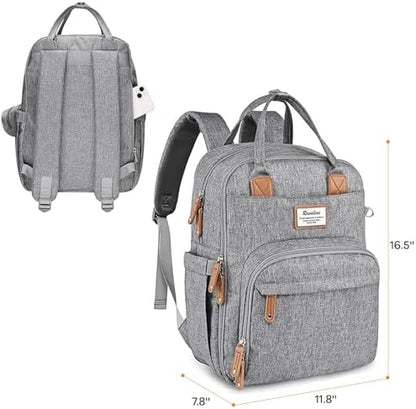 RUVALINO baby changing bag shown from the back featuring ergonomic padded shoulder straps