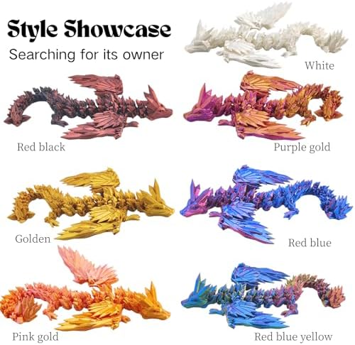 Articulated crystal dragon with wings extended