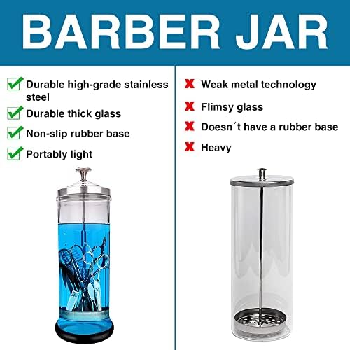 Iebarber glass sterilizer jar with stainless steel basket