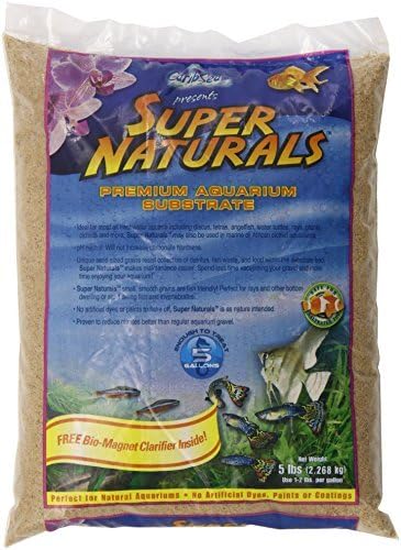 Top view of Carib Sea 5 pound aquarium sand packaging