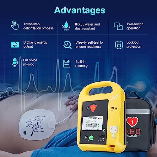 JIALANRW AED machine with electrode pads and emergency carrying backpack
