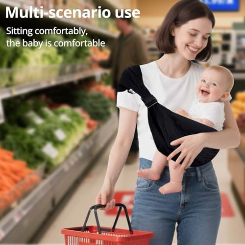 Joyncleon hands free nursing sling being used as a supportive coverage shield for breastfeeding.