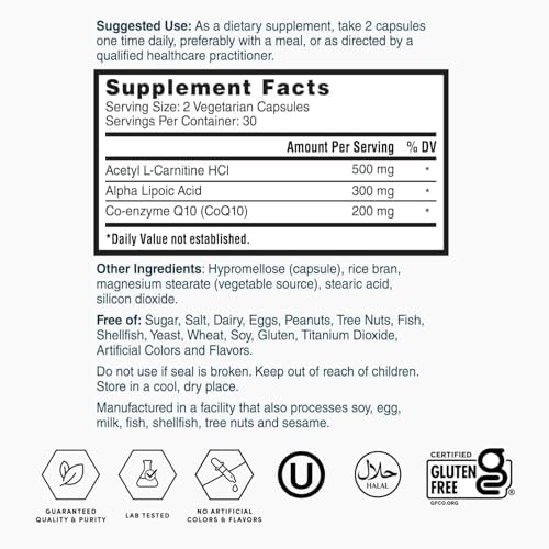 Authentic Nature's Lab Gold CoQ10 vegetarian capsules container for cellular vitality