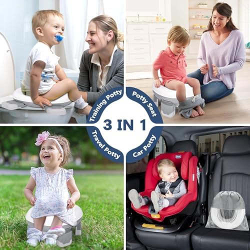 Gray portable potty seat for outdoor and indoor use