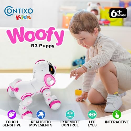 Contixo R3 smart robotic pet showing LED eyes