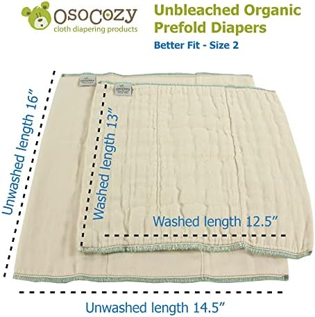 Osocozy Better Fit large prefold diapers laid flat