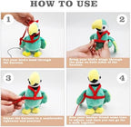MinrzPet bird nylon harness showing the adjustable sliders for a custom avian body fit.