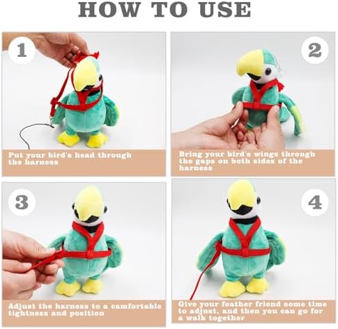 MinrzPet bird nylon harness showing the adjustable sliders for a custom avian body fit.