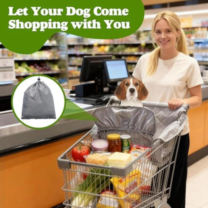 Pet grocery cart cover folded inside integrated carry bag
