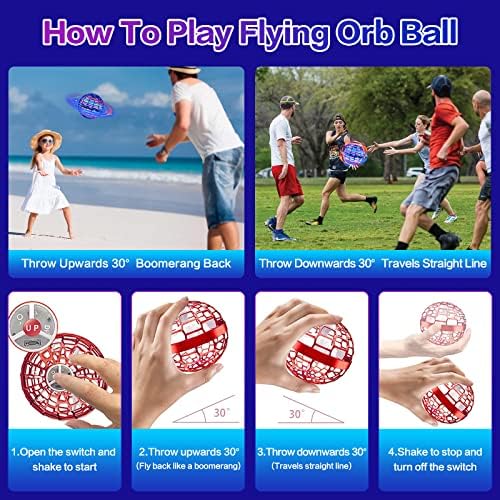 Rechargeable blue magic flying orb ball connected to a USB power source showing the quick charging port area.