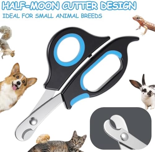 Scissor style small animal nail trimmer alongside the matching blue pet nail file.