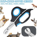 Scissor style small animal nail trimmer alongside the matching blue pet nail file.