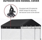 Weatherproof dog run top cover featuring double stitched seams and metal grommets