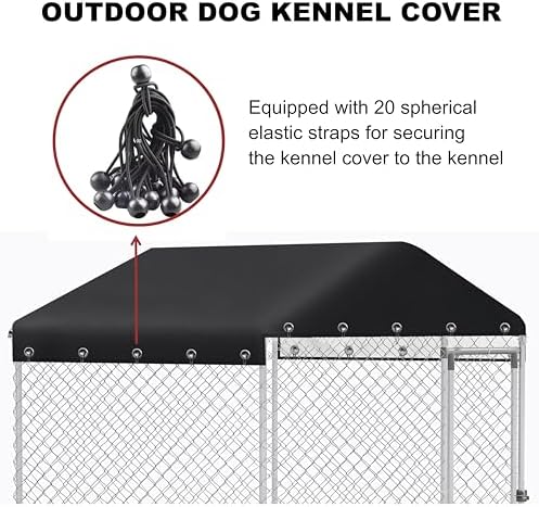 Weatherproof dog run top cover featuring double stitched seams and metal grommets