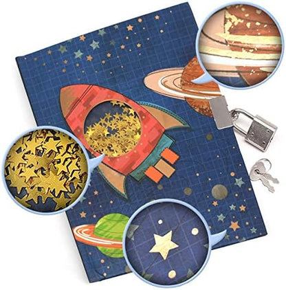Open diary showing 160 lined pages and binding