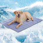 Marunda self cooling pet bed positioned inside a large dog crate