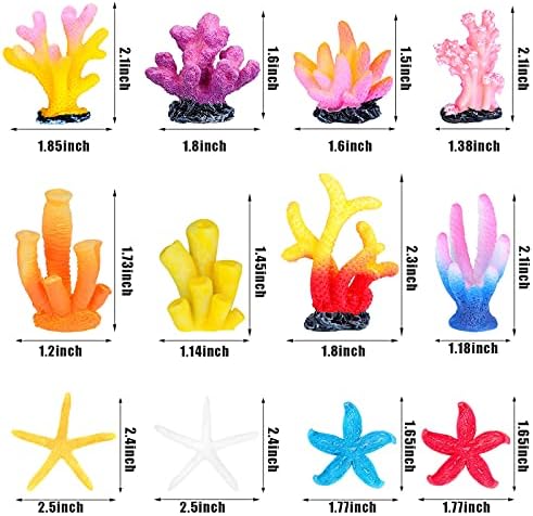 Mimorou polyresin fake coral and starfish decorations arranged inside a clean aquarium