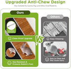GUTINNEEN 2-Story Rabbit Hutch with Chew-Proof Full Metal Frame for Indoor/Outdoor - 62" Bunny Cage with 6 Locking Casters & 2 Pull-Out Trays for Rabbits, Guinea Pigs, Small Pets (Brown) - Image 4